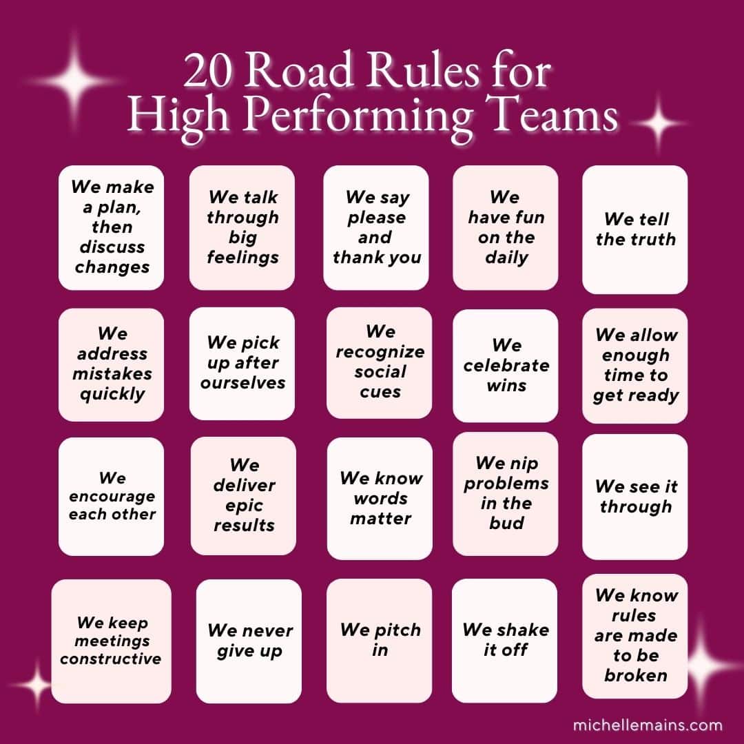 20 Road Rules for High Performing Teams | Soul Boss